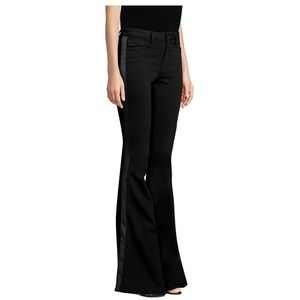L’agence solana high rise flare satin stripe jeans
